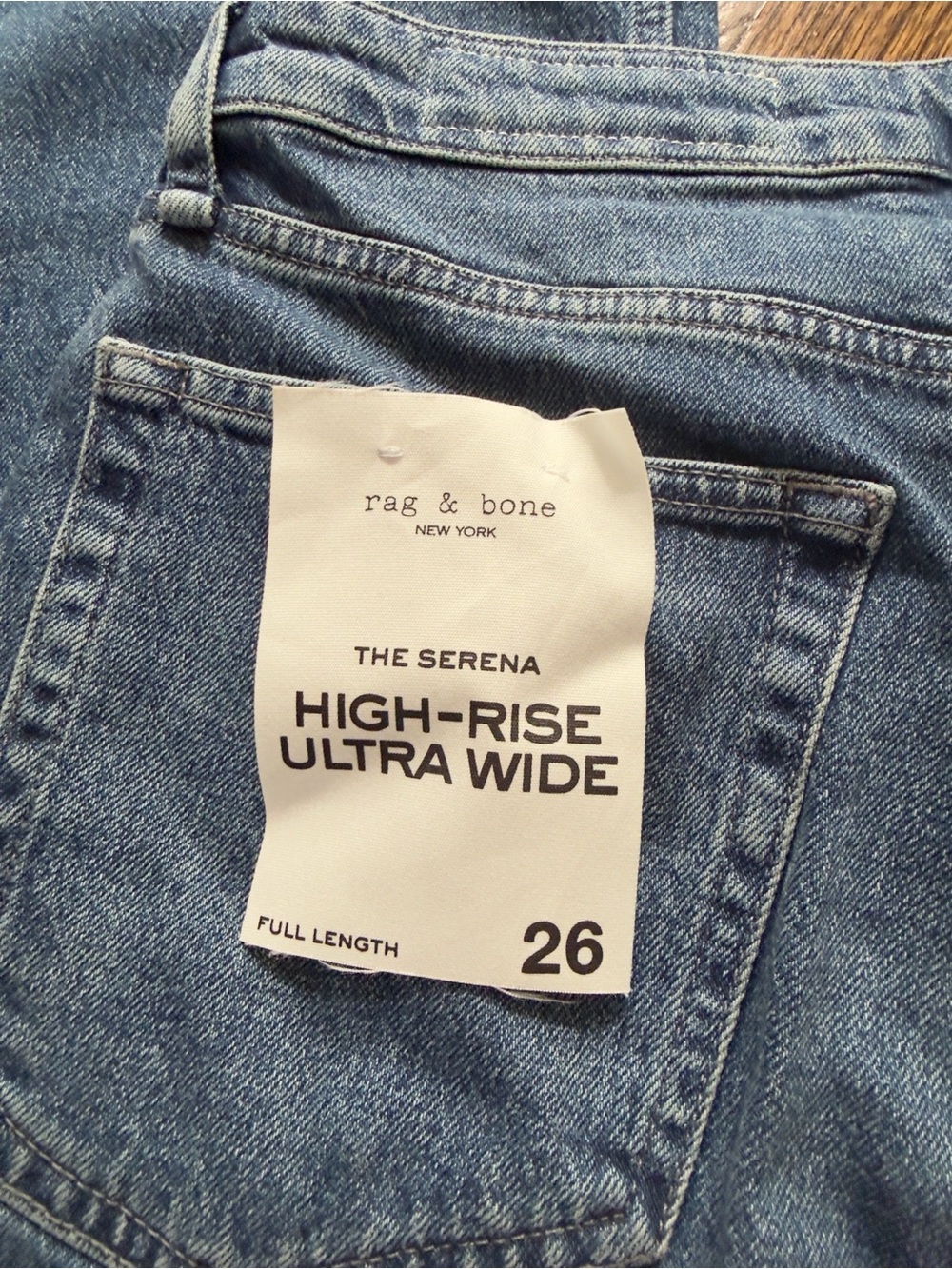 New rag & bone Serena High-Rise Ultra Wide Jeans in light blue denim
